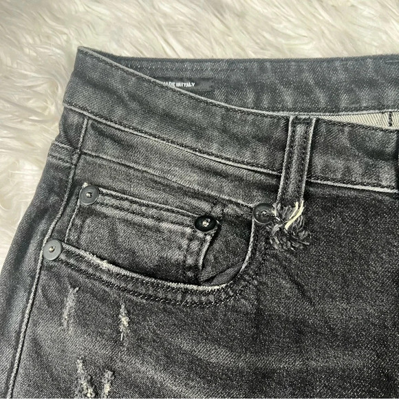 R13 Boy Skinny Washed Black Jeans Denim Distressed Ripped 25 Mid Rise Women - Picture 6 of 16